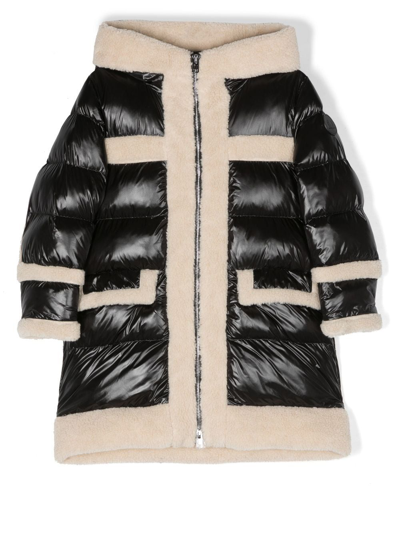 Woolrich Kids' Contrast-trim Hooded Padded Coat In Black