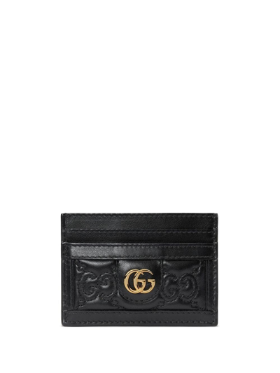 Gucci Gg Marmont Matelassé Leather Card Holder In Black