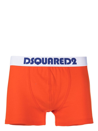 Dsquared2 Logo-waistband Boxer Shorts In Orange
