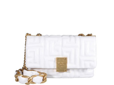 Balmain 1945 Quilted Shoulder Bag In White