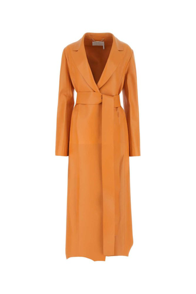 Chloé Generous Wrap Coat Orange Size 8 100% Lambskin
