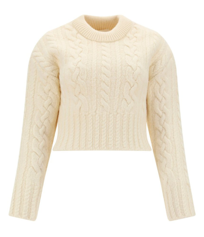 Ami Alexandre Mattiussi Cable-knit Virgin Wool Sweater In White