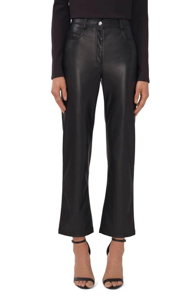 Halogen Straight Leg Faux Leather Pants In Rich Black