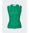 Natasha Zinko Cut Out Ribbed Knit Viscose Tank Top In Green