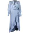 Zimmermann Silk Wrap Midi Dress - Pale Blue