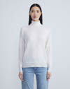 Lafayette 148 Metallic Trim Cashmere Turtleneck Sweater In White