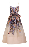 Zimmermann Tama Linen And Silk Corset Midi Dress In Print