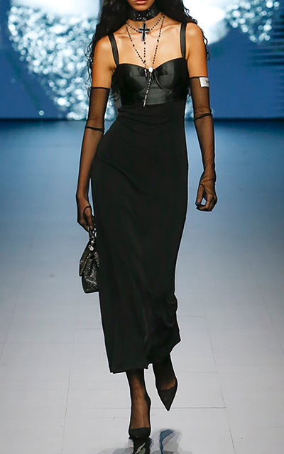 Dolce & Gabbana Bustier-detailed Jersey Midi Dress In Black Dolce & Gabbana Bustier-detailed Jersey Midi Dress In Black