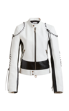 Chloé Whipstitched Two-tone Leather Biker Jacket In Black