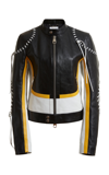 Chloé Women's Contrast-stitched Leather Jacket In White,black
