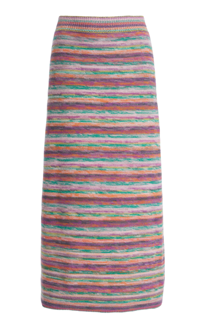 Chloé Striped Wool And Cashmere-blend Midi Skirt In Pink