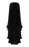 Anna October Women's Bernadette Ruffled Georgette Cape In Black,white