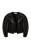 Chloé Women's Cropped Leather Jacket In Neutral,black