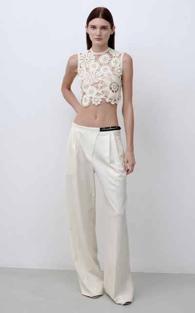 Anna October Giselle Crocheted Cotton Cropped Top In White