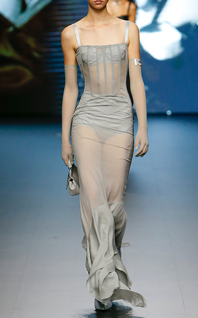 Dolce Gabbana Exclusive Corseted Silk-chiffon Maxi Dress In - Main Image