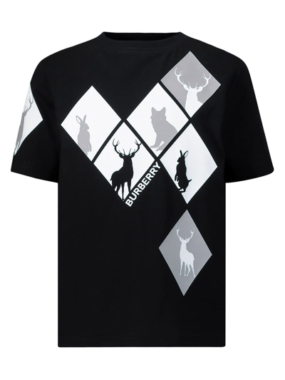 Burberry Teen Boys Black Argyle T-shirt