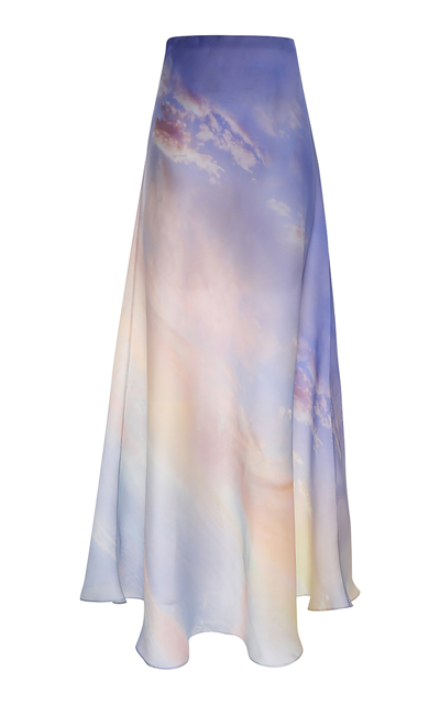 Zimmermann Tama Silk And Linen Flare Skirt In Blue