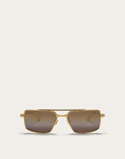 Valentino Men's V-sei Double-bridge Aviator Sunglasses In Gold/brown To Gold Gradient