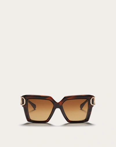 Valentino Garavani Valentino I - Squared Acetate Vlogo Frame Woman Brown/gradient Brown 55