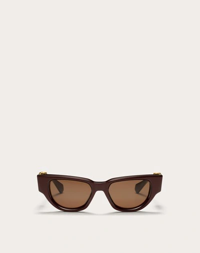 Valentino Garavani Due Acetate & Titanium Cat-eye Sunglasses In Maroon/dark Brown