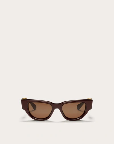 Valentino Due Acetate & Titanium Cat-eye Sunglasses In Maroon/dark Brown