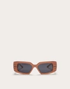 Valentino Eyewear Rectangular Frame Sunglasses In Pink/dark Grey
