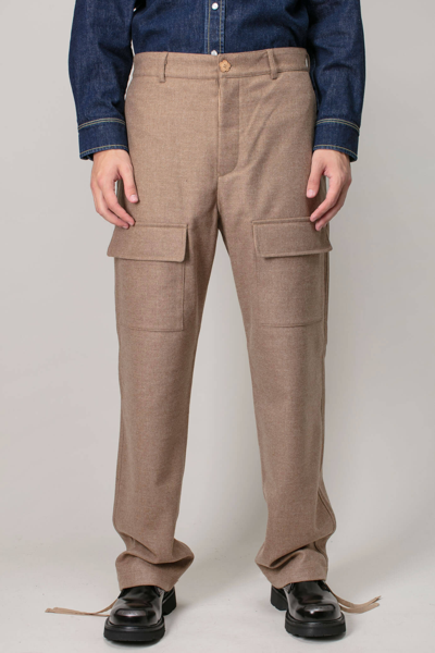 Kenzo Logo-patch Cargo Trousers In Beige