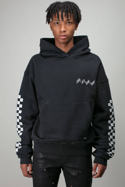 Flaneur Homme Checkered 2.0 Cotton Hoodie In Black