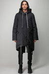 Rick Owens Drkshdw 'fishtail' Black Parka With Drawstring Hood And Hem
