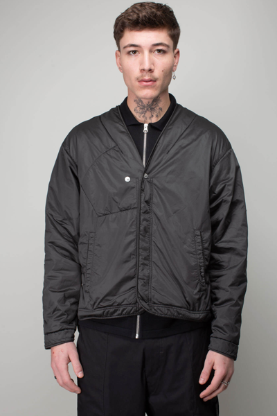 Stone Island Shadow Project Logo-patch Collarless Jacket In Schwarz