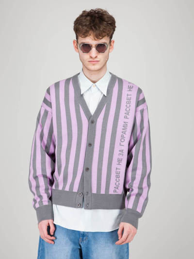 Rassvet Striped Knitted Cardigan In Purple