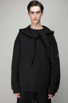 Raf Simons Fleece Cotton Oversized Hoodie With Knot Hood