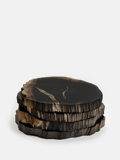 Soho Home Balfern Petrified Wood Coaster In Black
