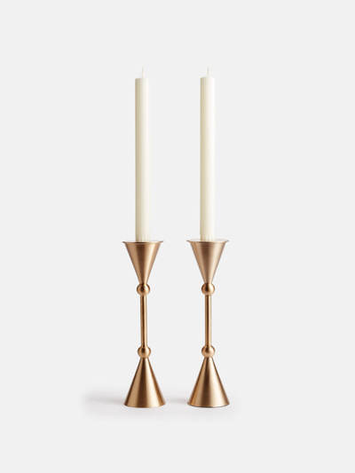 Soho Home Set Of 2 Bruyere Candle Holders Brushed Brass Small