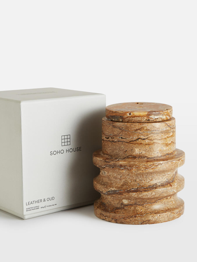 Soho Home Trento Leather And Oud Candle French Gold Marble Candle