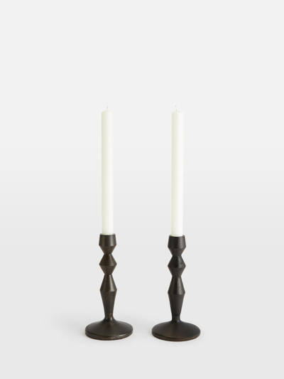 Soho Home Small Cast Iron Gigi Candle Holders (set Of 2) In Black