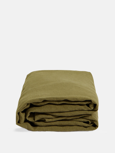Soho Home Luna Linen Fitted Sheet Olive In Green