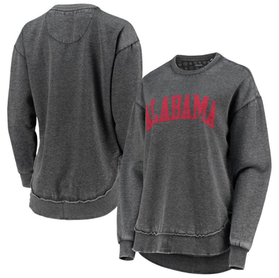 Pressbox Black Alabama Crimson Tide Vintage Wash Pullover Sweatshirt In Charcoal