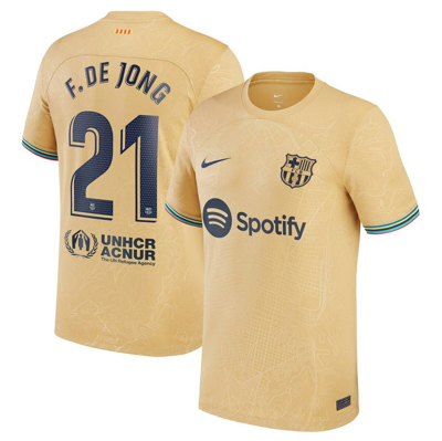 Nike Barcelona 2022/23 Stadium Away (frenkie De Jong)  Men's Dri-fit Soccer Jersey In Yellow