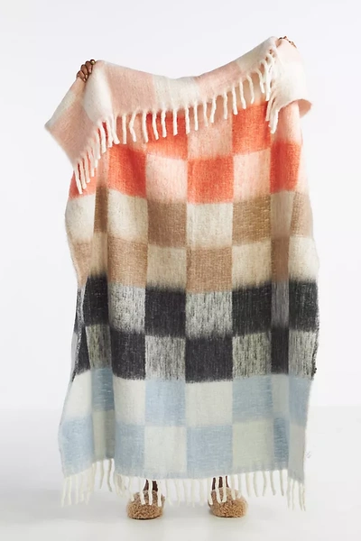 Anthropologie Woven Checkered Cosy Throw Blanket In Assorted