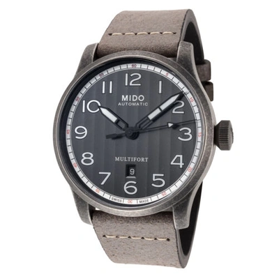 Pre-owned Mido Men's M0326073605000 Multifort 44mm Navy Blue Dial Leather Watch