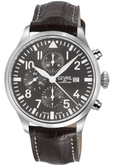 Pre-owned Gevril Men's 47102-1 Vaughn Chrono Pilot Swiss Automatic Eta 7750 Movement Watch