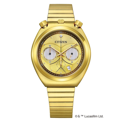 Pre-owned Citizen Record Label Tsuno Chrono An3662-51w Quartz Gold Star Wars C-3po Limited