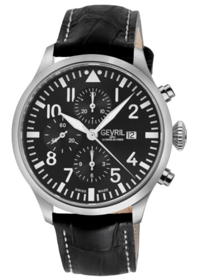 Pre-owned Gevril Men's 47100 Vaughn Chrono Pilot Swiss Automatic Eta 7750 Movement Watch