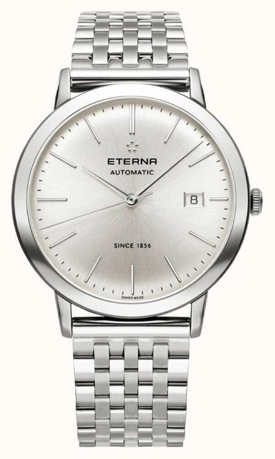 Pre-owned Eterna Eternity Mens Swiss Made Automatic Slim Dress Watch Silver Tone $2200