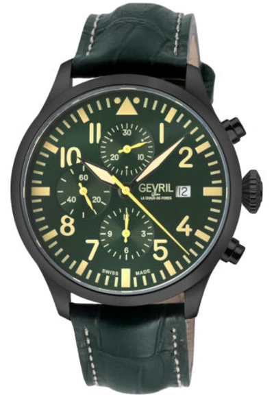 Pre-owned Gevril Men's 47104 Vaughn Chrono Pilot Swiss Automatic Eta 7750 Movement Watch