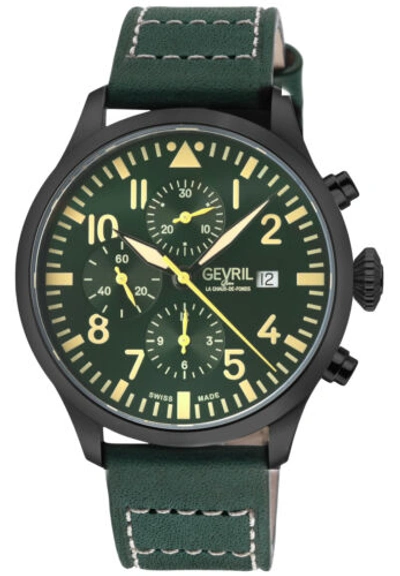 Pre-owned Gevril Men's 47104-1 Vaughn Chrono Pilot Swiss Automatic Eta 7750 Movement Watch