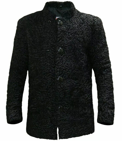 Pre-owned Handmade Brand Black Real Karakul Fur Persian Lamb Fur Fit Jacket Coat All Sizes
