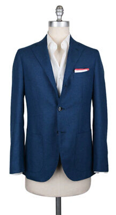 Pre-owned Napoli Barba  Blue Virgin Wool Solid Sportcoat - 38/48 - (bn98173)