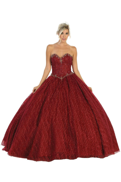 Pre-owned Designer Sweetheart Ball Gown In Burgundy